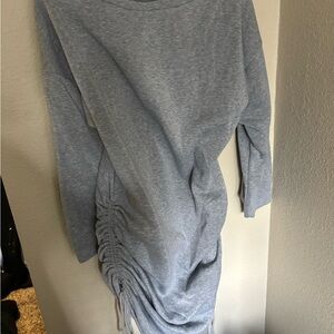 Gray Ruched Long Sleeve Dress